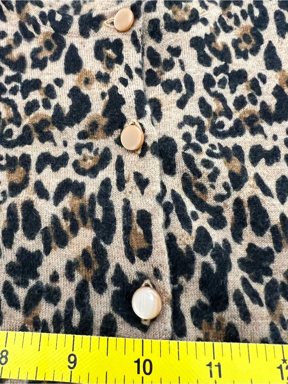 J. Crew Cashmere Animal Print Cardigan Sweater XL